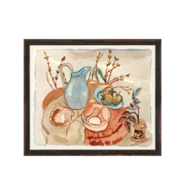 Celadon Art Still Life with Eggs and Willow 13"x11"