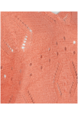 ESQUALO V-Neck Ajour Sweater in Bright Peach by Esqualo