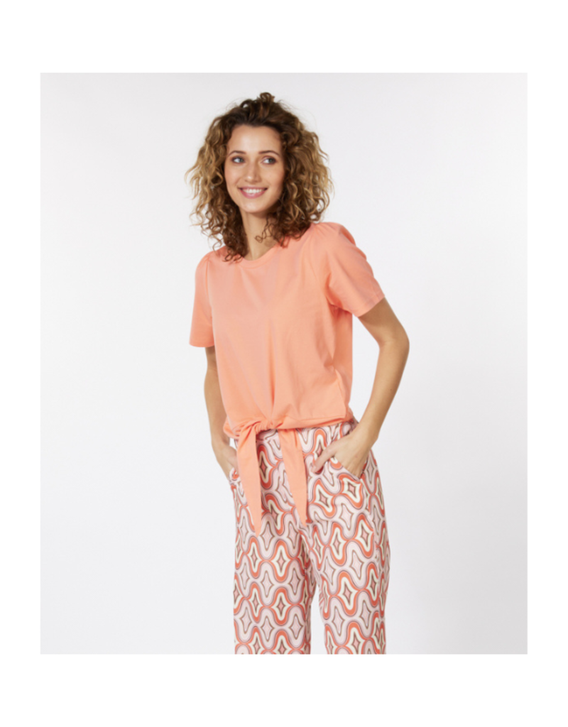 ESQUALO Knot Detail T-Shirt in Bright Peach by Esqualo