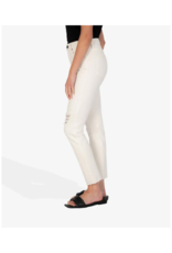 Kut from the Kloth LAST ONE - SIZE 0 - Rachael High Rise Mom Jean with Raw Hem in Ecru by Kut from the Kloth
