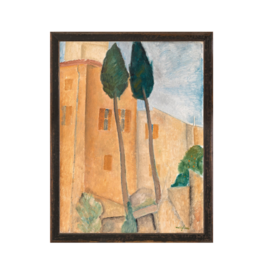 Celadon Art Cypress and Houses at Cagnes 10"x13"