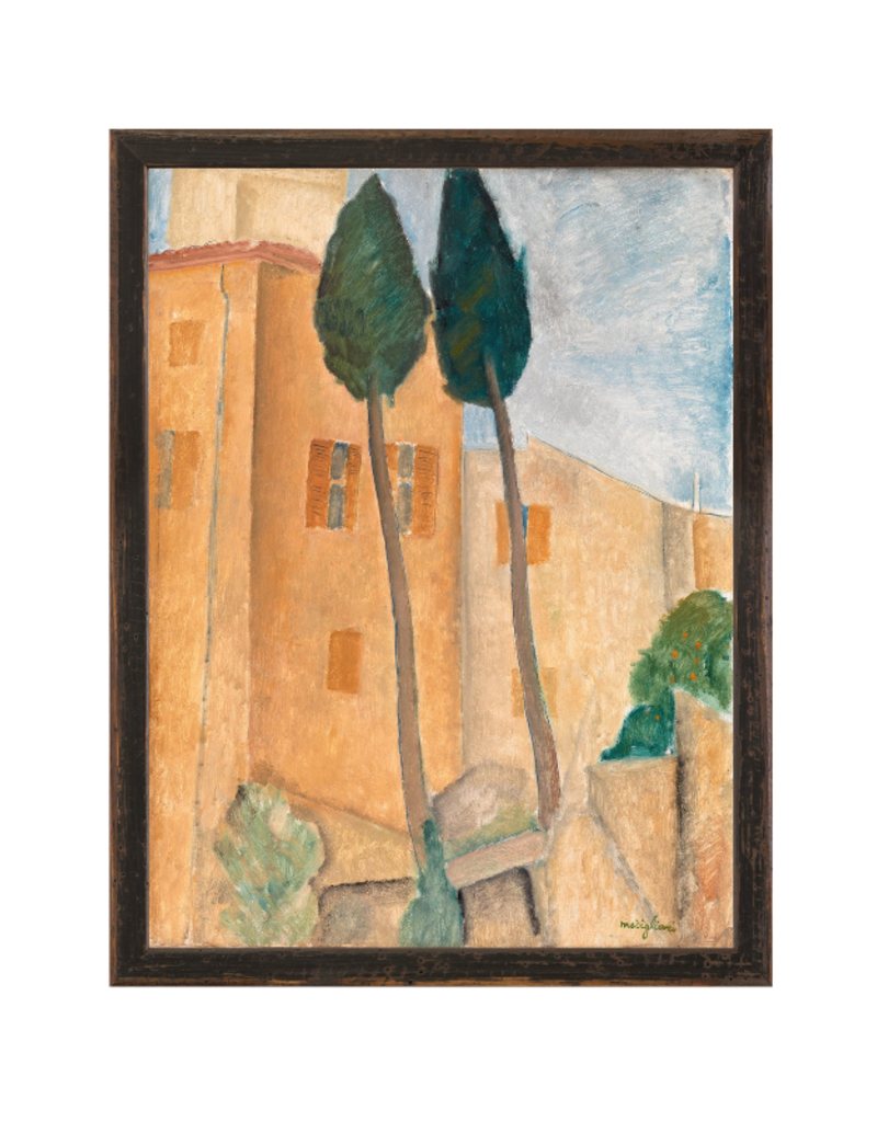 Celadon Art Cypress and Houses at Cagnes 10"x13"