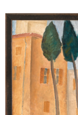 Celadon Art Cypress and Houses at Cagnes 10"x13"