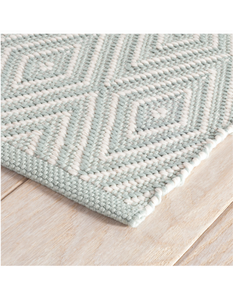 Dash & Albert Dash & Albert Diamond Light Blue/Ivory Indoor Outdoor Rug 2.5' x 8'