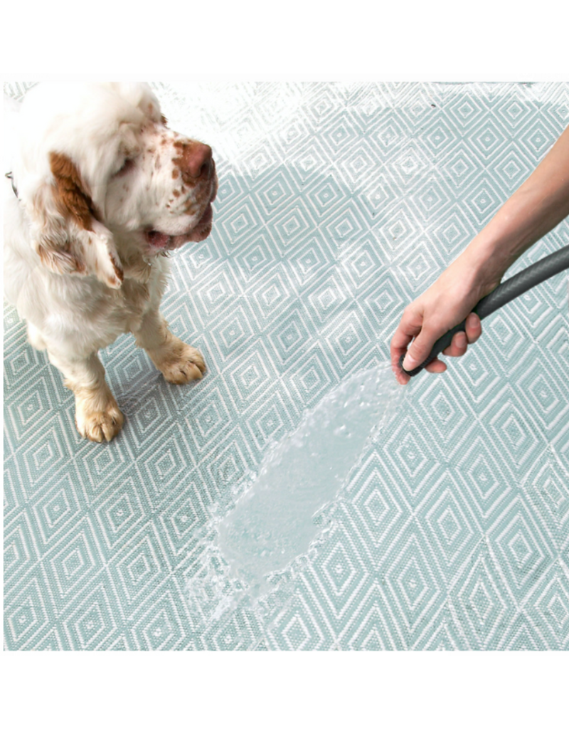 Dash & Albert LAST ONE - Dash & Albert Diamond Light Blue/Ivory Indoor Outdoor Rug 2.5' x 8'