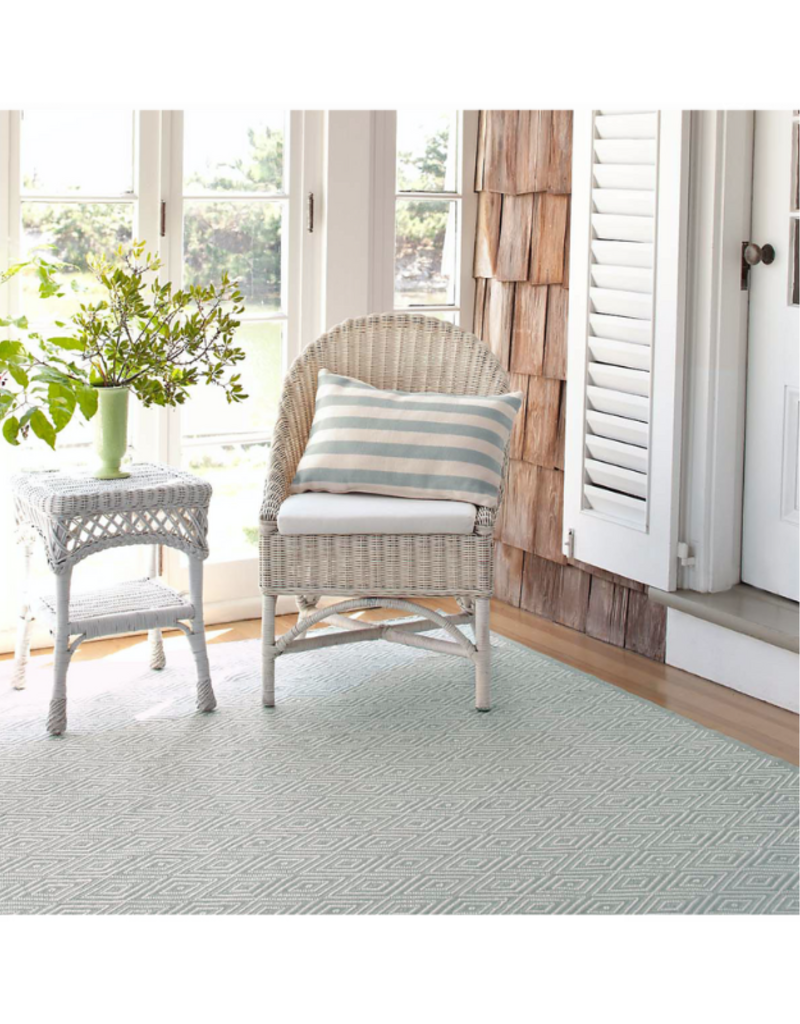 Dash & Albert Dash & Albert Diamond Light Blue/Ivory Indoor Outdoor Rug 2.5' x 8'