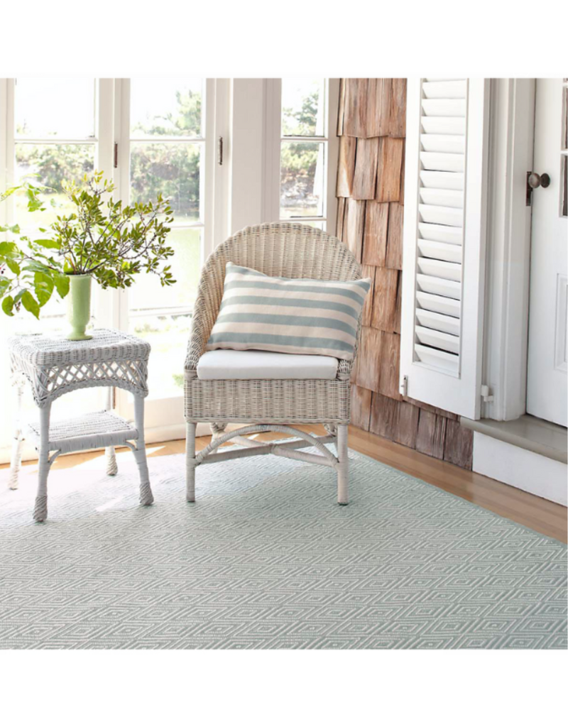 Dash & Albert LAST ONE - Dash & Albert Diamond Light Blue/Ivory Indoor Outdoor Rug 2.5' x 8'