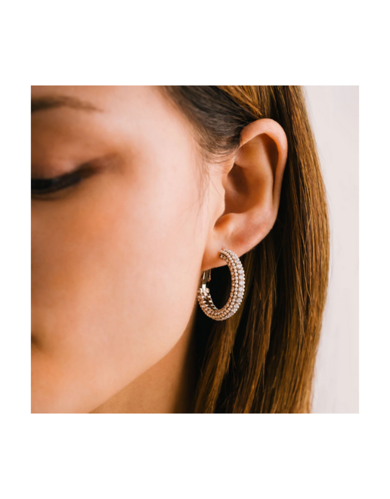 Lover's Tempo Astaire Hoop Earrings in White by Lover's Tempo
