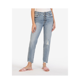 Kut from the Kloth Rachael High Rise Fab Ab Raw Hem Jean in Dignify Wash by Kut from the Kloth