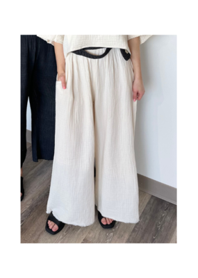 Pokoloko Crinkle Palazzo Pants in Cream