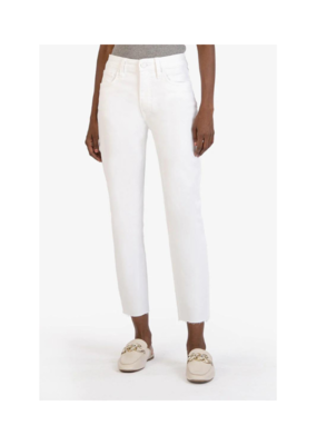Kut from the Kloth Rachael High Rise Mom Raw in Optic White by Kut from the Kloth