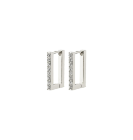 PILGRIM Coby Crystal  Square Hoop Earrings in  Silver by Pilgrim