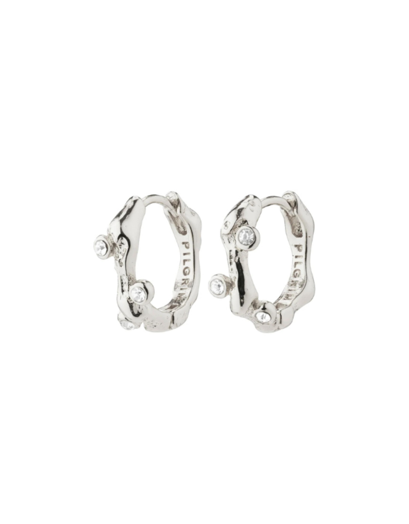 PILGRIM Urszula Crystal Hoop Earrings in Silver by Pilgrim