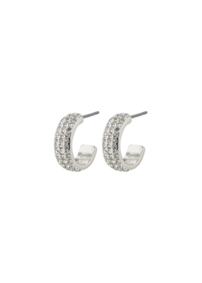 PILGRIM Matylda Crystal Hoop Earrings in Silver by Pilgrim