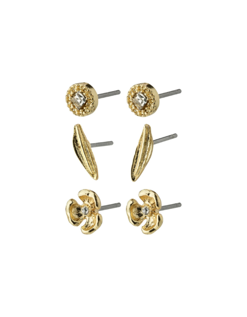 PILGRIM Echo 3in1 Earrings in Gold by Pilgrim