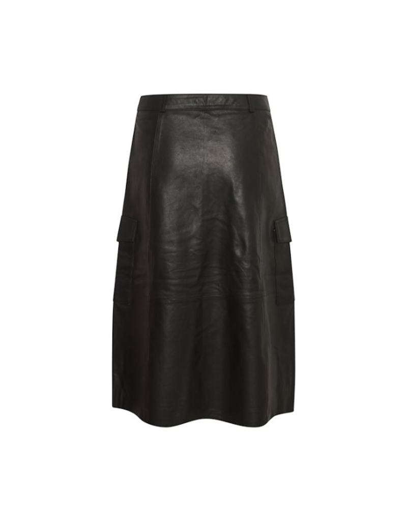 Culture Celene Leather Skirt in Black by Culture