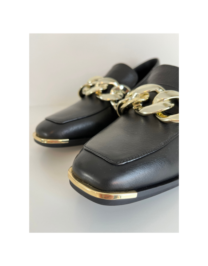 django and juliette Fingal Black & Gold Leather Loafer by Django & Juliette