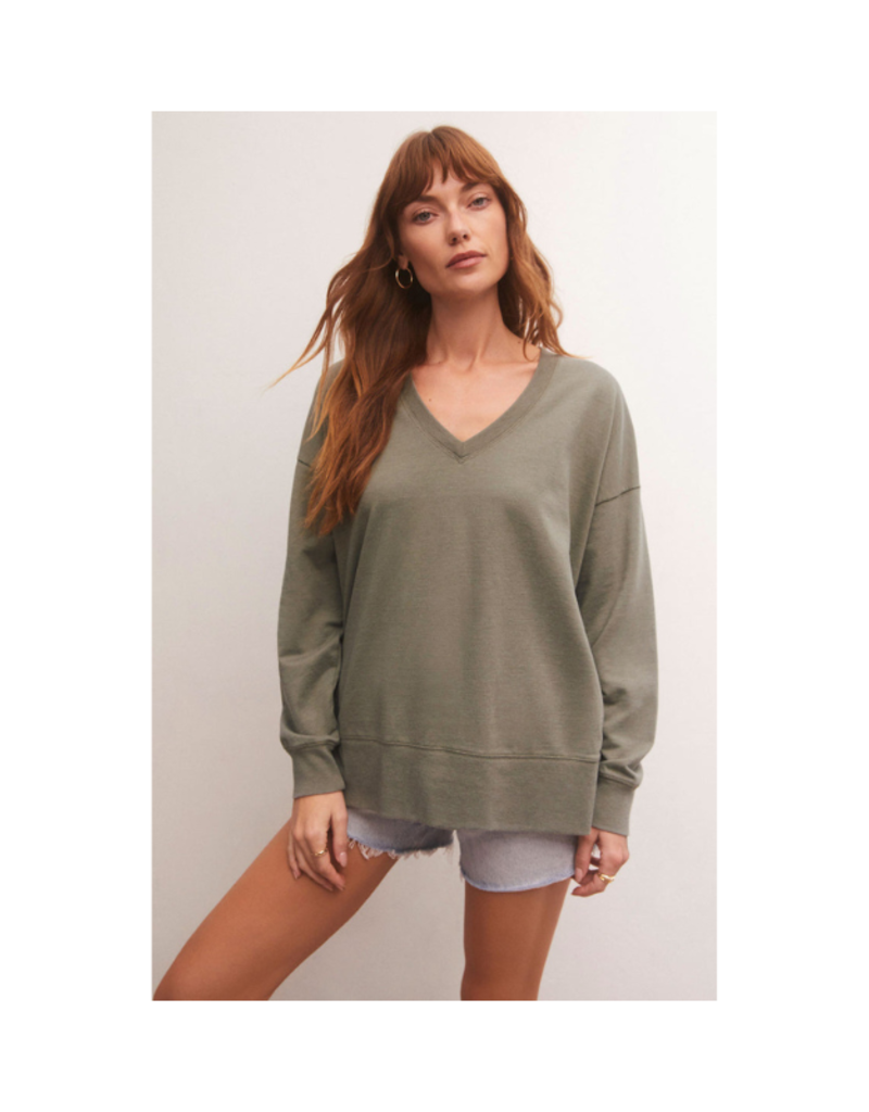 Z Supply Modern Weekender V-Neck in Evergreen by Z Supply