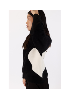 Lyla & Luxe Cordy Mockneck Heart Sweater in Black by Lyla + Luxe
