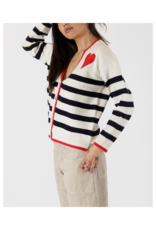 Lyla & Luxe Riva Striped Cardigan with Heart by Lyla + Luxe