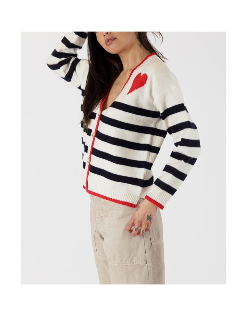 Lyla & Luxe Riva Striped Cardigan with Heart by Lyla + Luxe