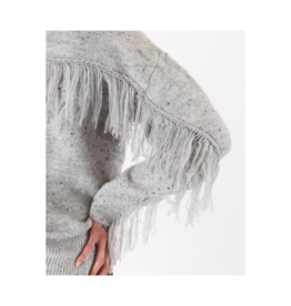 Lyla & Luxe Texas Sweater with Fringe in Grey by Lyla + Luxe