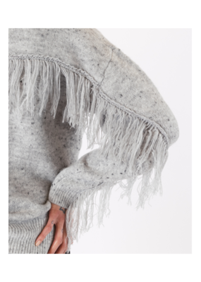 Lyla & Luxe Texas Sweater with Fringe in Grey by Lyla + Luxe