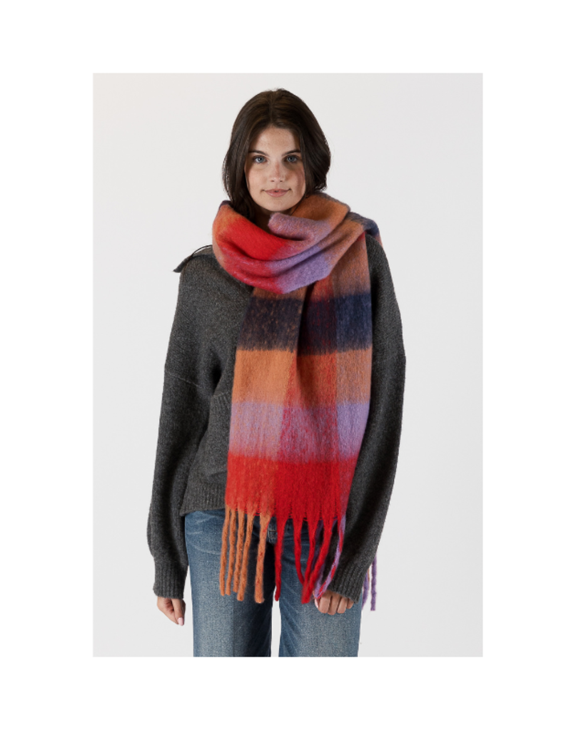 Lyla & Luxe Check Scarf in Red and Lilac by Lyla + Luxe