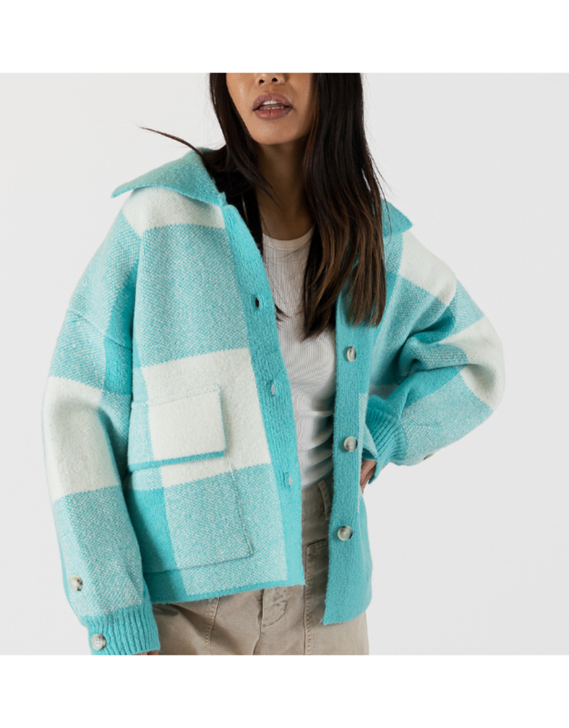 Lyla & Luxe Ian Plaid Coat in Teal by Lyla + Luxe