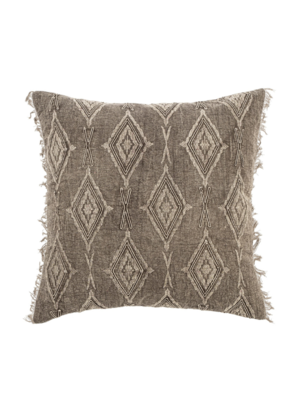 Indaba Trading Jacquard Fringe Pillow Grey