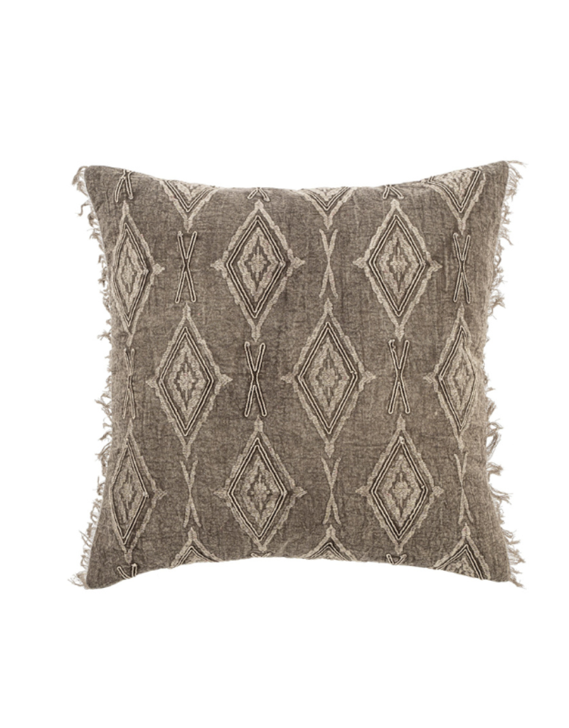 Grey fringe pillow cheap