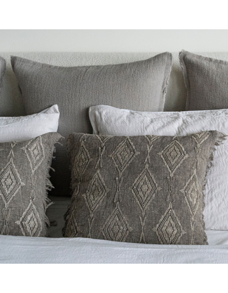 Jacquard Fringe Pillow Grey 20x20 The Art of Home