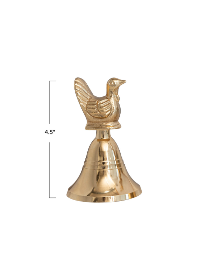 Creative Co-Op Brass Bell with Turkey