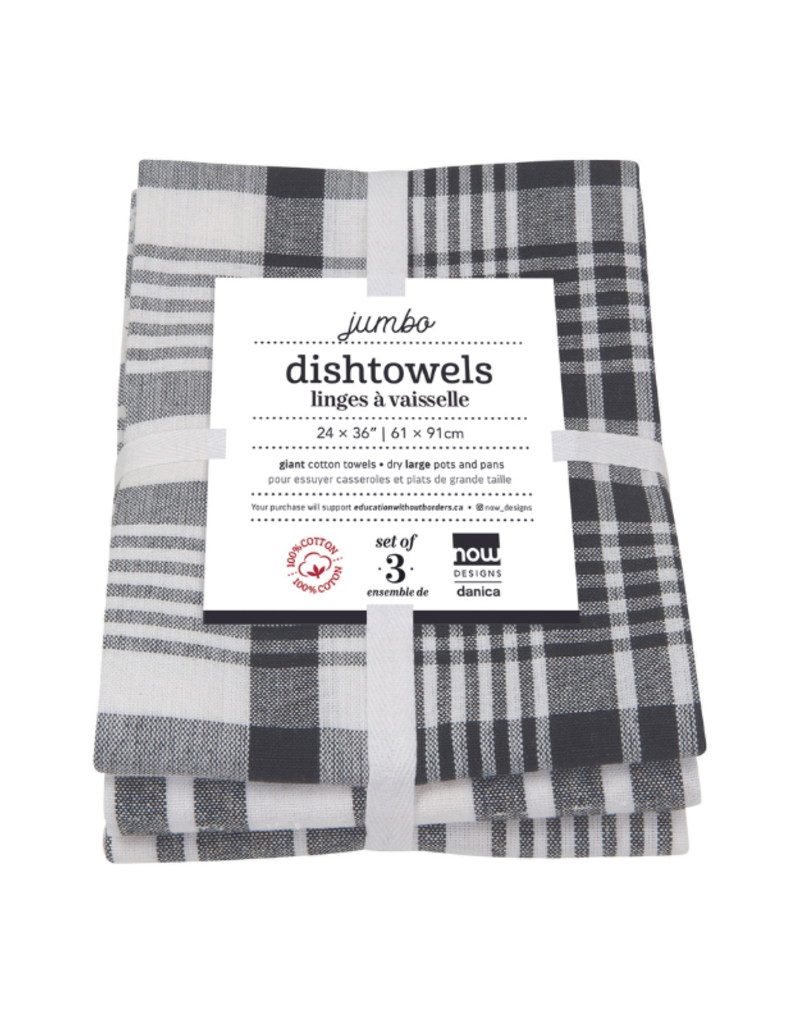 Danica Set of 3 Jumbo Black Dishtowels