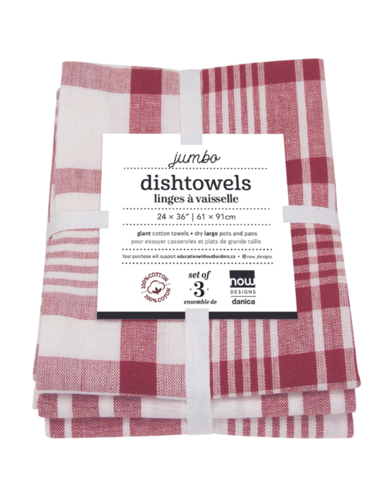 Danica Set of 3 Jumbo Carmine Red Dishtowels