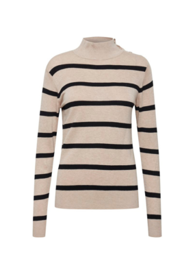 b.young Pimba Button Sweater in Cement Stripe by b.young