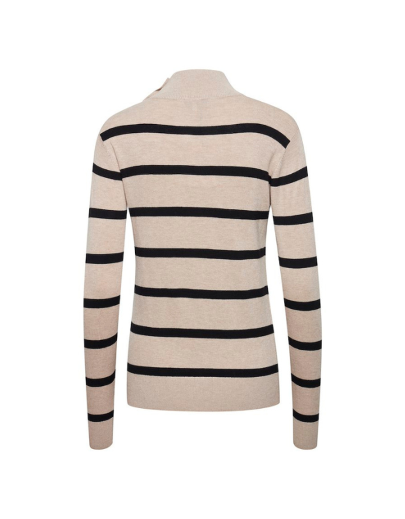 b.young Pimba Button Sweater in Cement Stripe by b.young