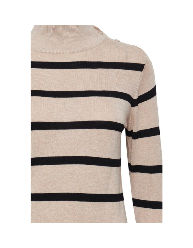 b.young Pimba Button Sweater in Cement Stripe by b.young