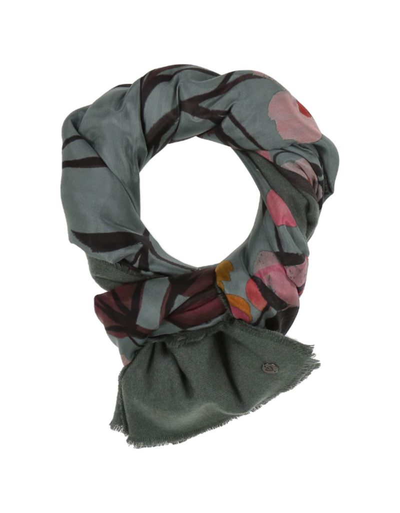 v. Fraas Misty Floral Scarf in Green by Fraas