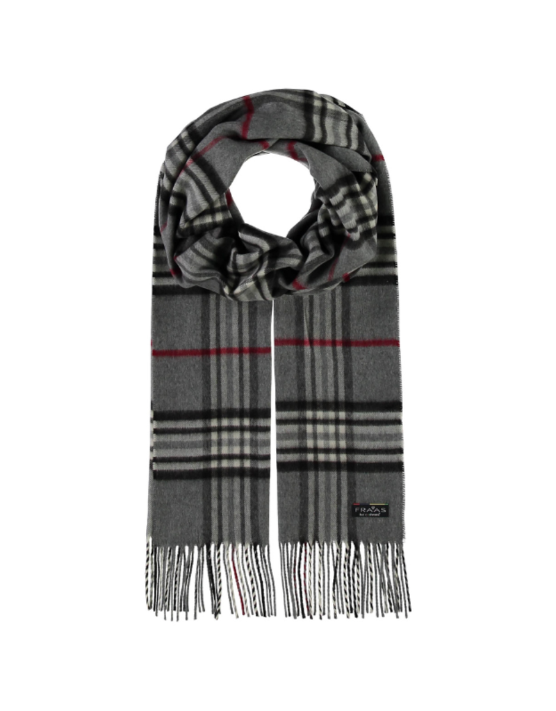 v. Fraas Plaid Cashmink Scarf in Grey by Fraas