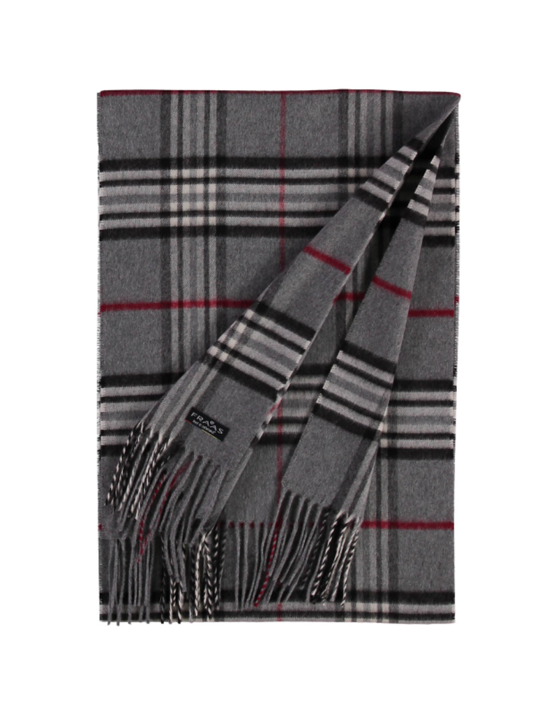 v. Fraas Plaid Cashmink Scarf in Grey by Fraas