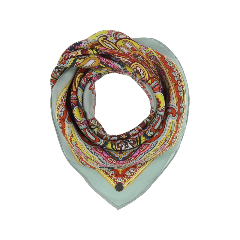 Fraas Silk Square Paisley Scarf Blue