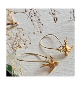 Pika & Bear Free Bird Raw Brass Sparrow Drop Earrings by Pika & Bear