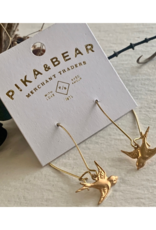 Pika & Bear Free Bird Raw Brass Sparrow Drop Earrings by Pika & Bear