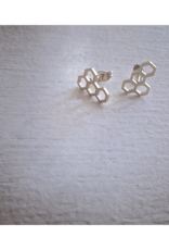 Pika & Bear Pollen Honeycomb Design Stud Earrings in Gold by Pika & Bear