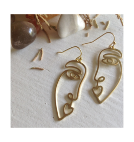 Pika & Bear Gilot Abstract Face Silhouette Earring in Brass by Pika & Bear