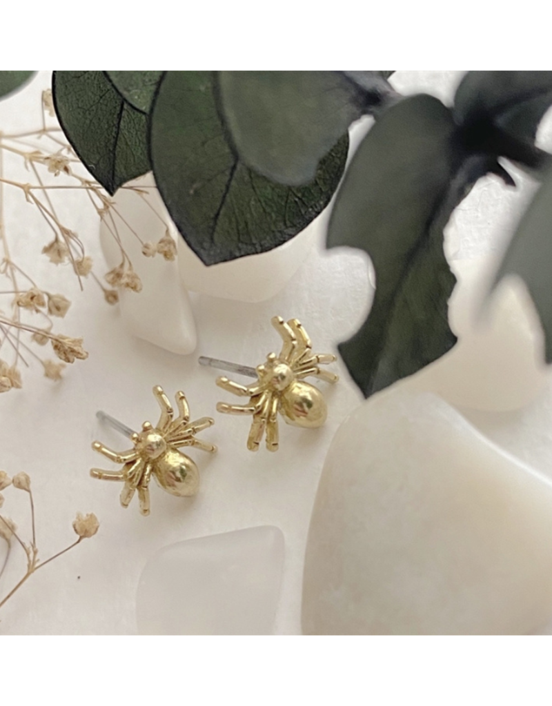 Pika & Bear Charlotte Brass Spider Stud Earrings by Pika & Bear