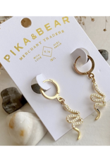 Pika & Bear Diamond Back Pavé Snake Charm Hugger Hoop in Gold by Pika & Bear