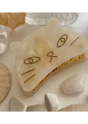 Pika & Bear Grumpy Cat Mother of Pearl Hair Claw by Pika & Bear