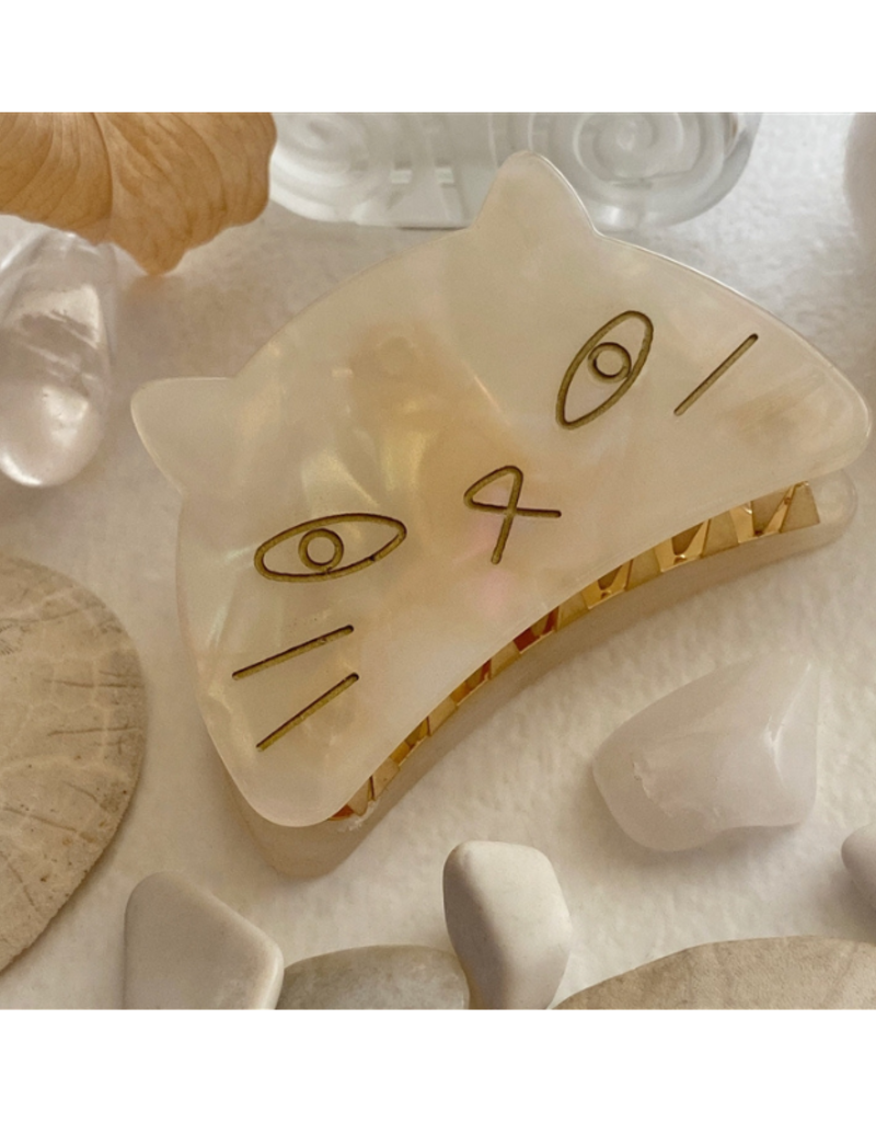 Pika & Bear Grumpy Cat Mother of Pearl Hair Claw by Pika & Bear